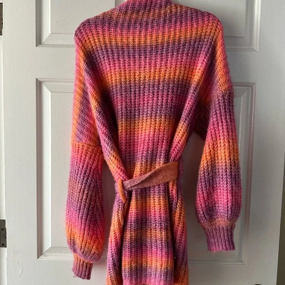 Vici Pink and Orange Knit Cardigan Sweater - Picture 2 of 4